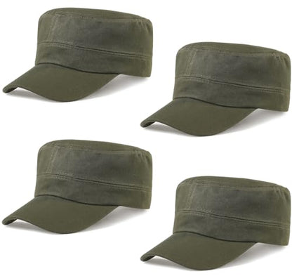 Glamorstar Unisex Cadet Army Hats 4 Pieces Military Flat Top Newsboy Cap - color: 4 Army Green