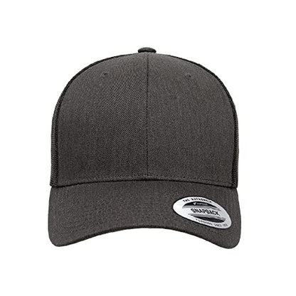 Yupoong Classic Mesh 6 Panel Retro Trucker Cap | Mid Profile Snapback - color: Dark Heather