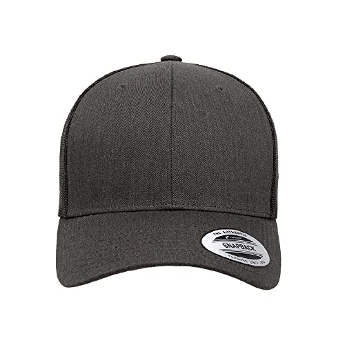 Yupoong Classic Mesh 6 Panel Retro Trucker Cap | Mid Profile Snapback - color: Dark Heather