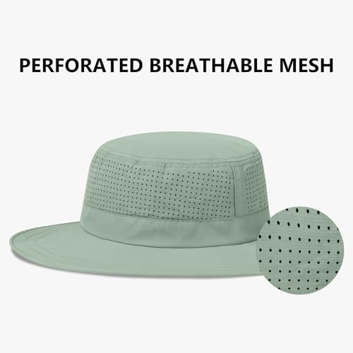 UPF 50+ Bucket Sun Hat with Laser Perforated Mesh Cooling Adjustable Breathable Lightweight for Outdoor Men Women - color: Frosty Green