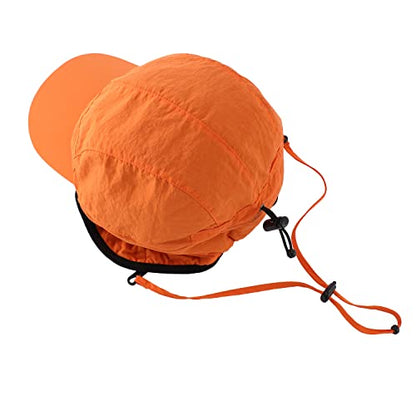 Home Prefer Waterproof Men's Winter Hats with Visor Warm Fleece Lined Baseball Cap Earflaps Trooper Trapper Hat for Men - color: Orange