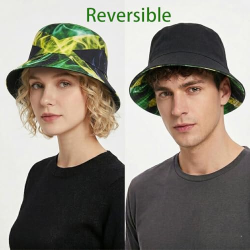 Shark Pattern Bucket Hat for Men Women, Reversible Double-Side-Wear Sun Hat, Packable Beach Fisherman Cap - color: Geometric Graffiti