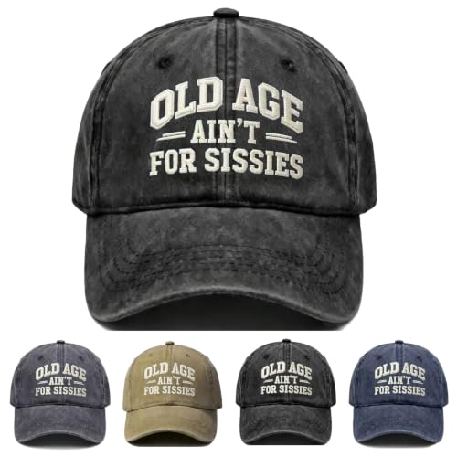 Old & Don't Care Hat, Vintage Distressed Old & Don’t Care Cap, Adjustable Funny Baseball Cap - color: Old Sissies Black
