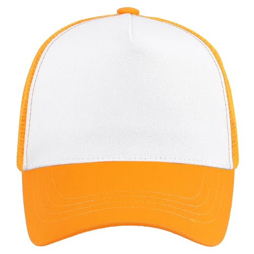 Falari 5-Panel Mesh Baseball Cap, Trucker Hat, Structured Plain Design, Cotton, Adjustable Size - color: 1pk Gold