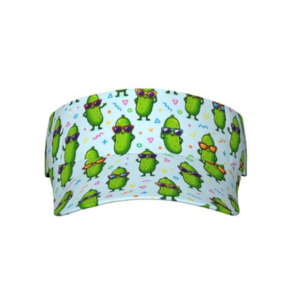 Unisex Sports Sun Visor Hats Adjustable Lightweight Packable Printed Empty Top Cap for Running Pickleball Golf Tennis - color: Funny Sunglasses Pickle