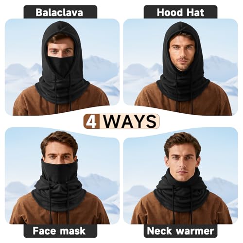 Winter Balaclava Ski Face Mask: Men Women Warm Windproof Face Cover Hat - color: Black