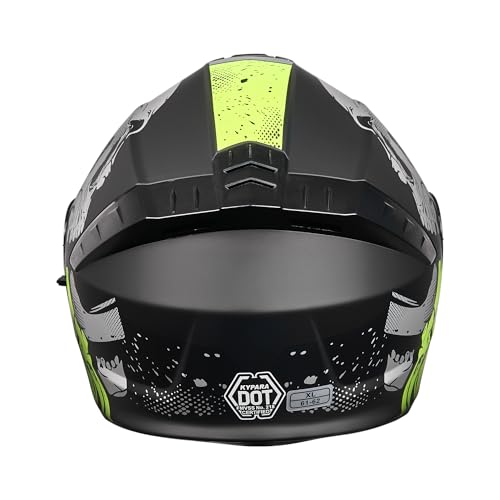 KYPARA Motorcycle Dual Visor Flip up Modular Full Face Helmet with DOT Certification of Impressionism - color: Pestilence