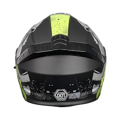 KYPARA Motorcycle Dual Visor Flip up Modular Full Face Helmet with DOT Certification of Impressionism - color: Pestilence