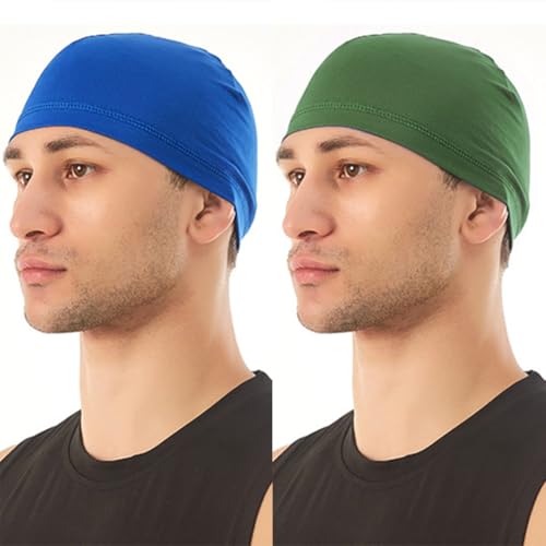 4 Pieces Skull Caps Running Cycling Beanie Hats Breathable Helmet Liner Sleep Hats for Men Women - color: C: Black+blue+red+army Green