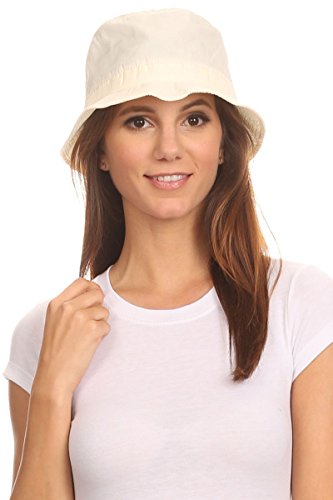 LL Unisex Packable Rain Hat Lightweight Year Round Use - 2 Sizes for Best Fit - color: Cream Bucket, size: Small-Medium