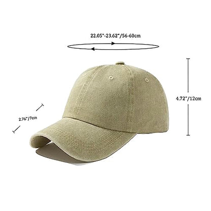 9피스 빈티지 워싱 야구 모자 남성 여성용 유니 조절 가능한 디스트레스드 아빠 모자 - color: 카키