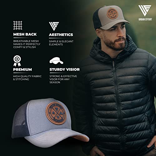 Urban Effort Trucker Hat for Men & Women, Mesh Back Baseball Cap, 5 Panel - color: Grey, style: Mesh Back