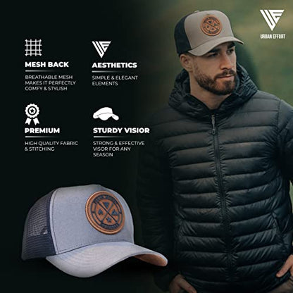 Urban Effort Trucker Hat for Men & Women, Mesh Back Baseball Cap, 5 Panel - color: Grey, style: Mesh Back
