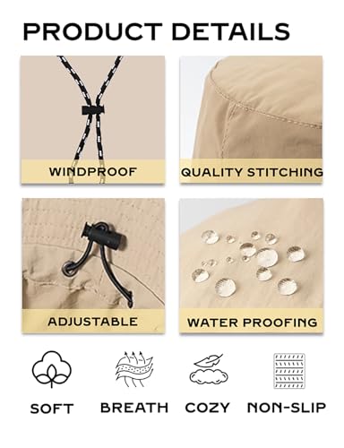Sun Hats for Men Women Waterproof UPF 50+ Bucket Hat Protection Hat for Fishing Hiking Garden Safari Beach - color: Black