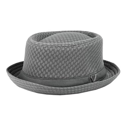 The Hat Depot Unisex Light Weight Classic Soft Cool Mesh Pork Pie hat - color: Grey, size: Small-Medium