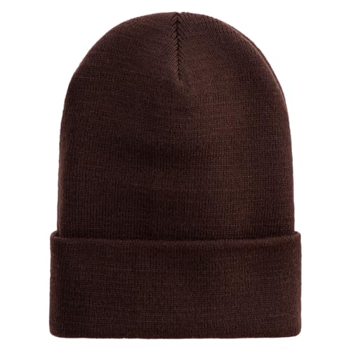 e4Hats.com 12 inch Cuffed Knit Long Beanie - color: Brown