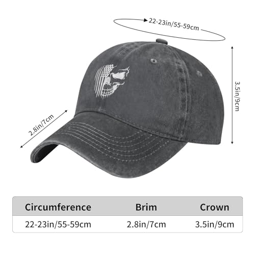 American Flag and Skull Baseball Cap Adjustable Vintage Washed Cotton Hats Gift for Men Women - color: Carbon