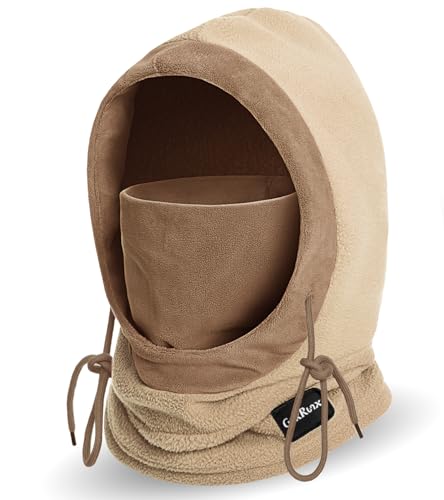 Balaclava Winter Face Mask Windproof Fleece Ski Mask Cold Weather Neck and Face Warmer for Men and Women - color: Khaki