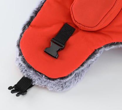 Connectyle Men's Trapper Hat with Faux Fur Linning Eskimo Windproof Winter Warm Hats Ushanka Hunting Hat - color: Orange