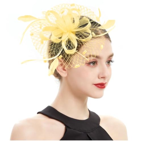 Women's Fascinator Feather Flower Hir clip & Corsage Dual-use Bridal Headpiece Hair Accessories Cocktail Party Wedding - color: Begie