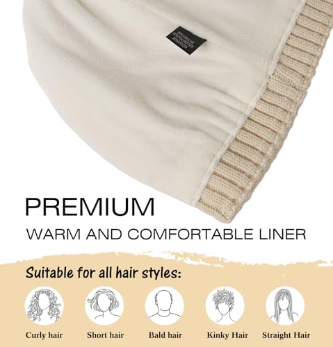 Wmcaps Winter Knitted Beanie for Men Women, Fleece Lined Warm Hat - color: White