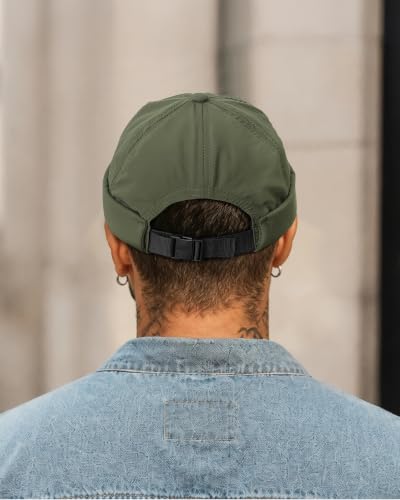 Clakllie Quick Dry Brimless Docker Cap for Men Summer Beanie Sailor Skullcap Lightweight Waterproof Adjustable No Brim Hat - color: S-ct81-army Green