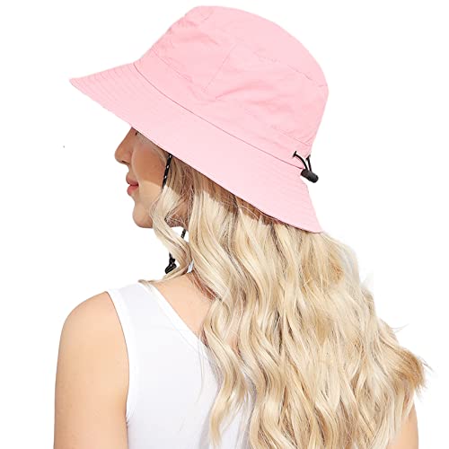 Packable Bucket Hat for Women Waterproof UV Protection Sun Hat - color: Pink