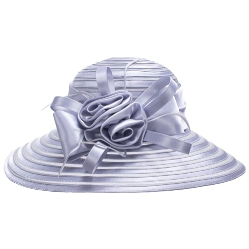 Lawliet Womens Satin Ribbon Church Wedding Sun Wedding Occasion Hat A214 - color: Grey
