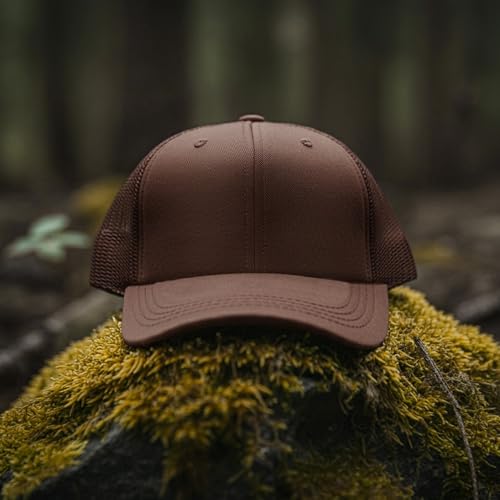 Falari Trucker Hat Baseball Cap Structured Plain Design 6 Panel, Adjustable Size - color: 1pk Brown