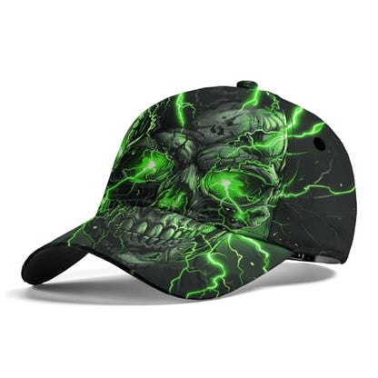 Lightweight Sweat Wicking All Over Print Baseball Cap Bold Graphic Sports Cap for Running, Gym - color: Lightning Skeleton