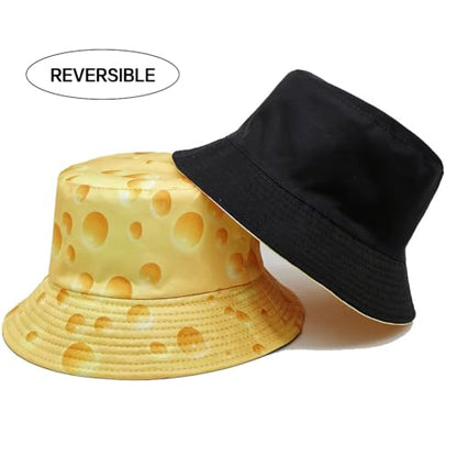 XYIYI Cute Bucket Hat Beach Fisherman Hats for Women Men Teen Girls - color: Yellow Cheese