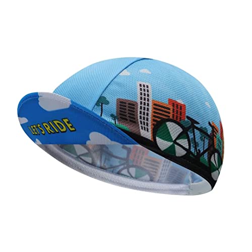 Funny Cycling Cap - Polyester Skull Cycling Hat-Under Helmet -Cartoon Cycling Helmet Liner Breathable&Sweat Uptake - color: Blue