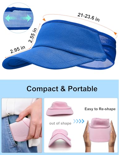 vidsel Sport Sun-Visor Hat Men Women, Summer UV Protection Stretchy Visor - color: Royal Blue