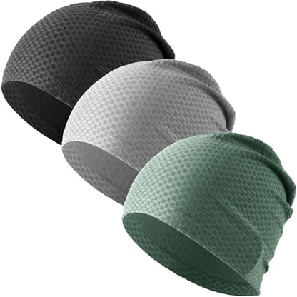 WTACTFUL 3-Pack Breathable Cooling Skull Cap for Men & Women Summer - color: Black+gray+green