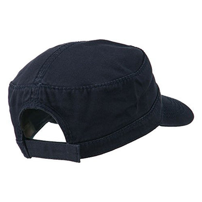 Garment Washed Adjustable Army Cap - color: Navy Osfm