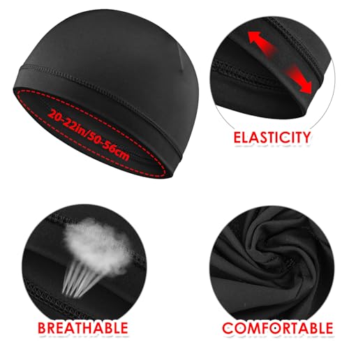 WY LIGHTING LEVEL 3Pcs Skull Caps Soft Lightweight Beanie Hats Moisture Wicking Stretchy Breathable Helmet Liner for Men - color: Black; Light Gray; Sky Blue