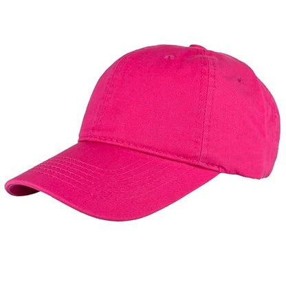 Gelante Cotton Twill Washed Unstructure Baseball Cap - Adjustable Blank Hat for Men Women - Wholesale Bulk Lot of 6 Pack - color: Solid Hot Pink