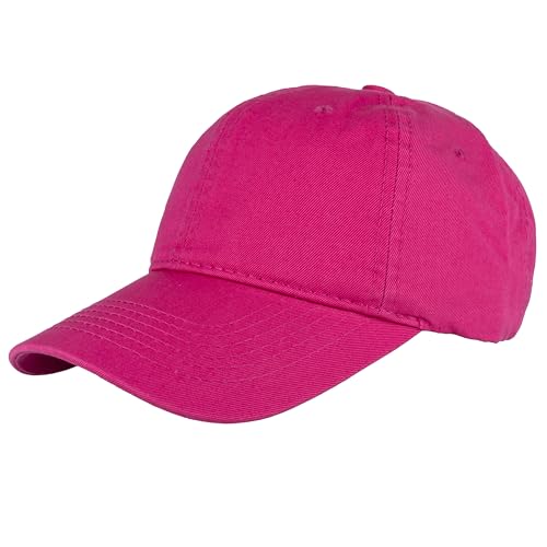 Gelante Cotton Twill Washed Unstructure Baseball Cap - Adjustable Blank Hat for Men Women - Wholesale Bulk Lot of 6 Pack - color: Solid Hot Pink