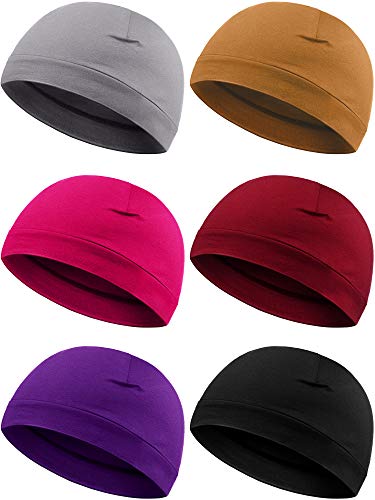 Syhood 6 Pcs Men Skull Caps Cotton Beanies Caps Sleep Hats - color: Tasteful Colors