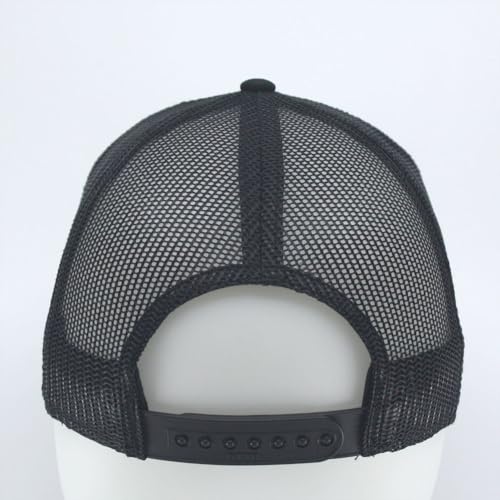 Plain Cotton Twill Flat Brim Mesh Adjustable Snapback Trucker Baseball Cap - color: Black B