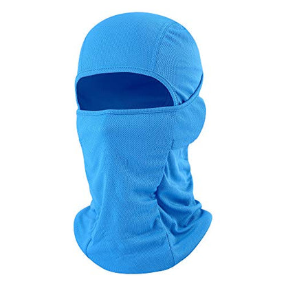 Balaclava Face Mask Adjustable Windproof UV Protection Hood - color: Light Blue