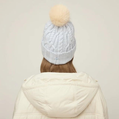 Tilley Unisex Adult Pom Pom Cable Beanie - color: Ice Blue, size: One Size