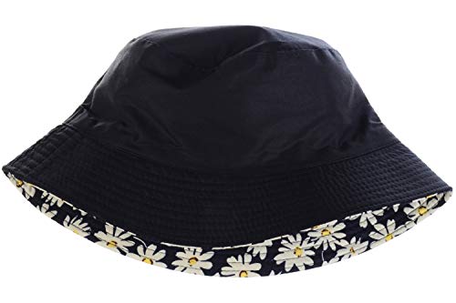 BYOS Unisex Trendy Reversible Lightweight Printed Bucket Hat Packable Outdoor - color: Dasiy Black