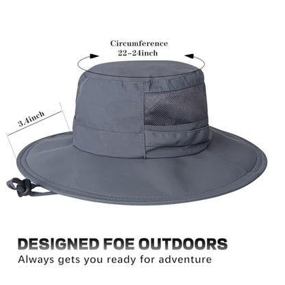 Sun Hat for Men/Women, UPF 50+ Fishing Hat,Waterproof Wide Brim Bucket Hat Foldable Boonie Hat for Hiking Garden Safari Beach - color: Dark Grey