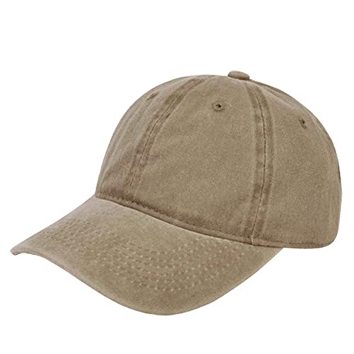 TOPTIE Washed Cotton Dad Baseball Cap - Low Profile Adjustable Hat - color: Khaki