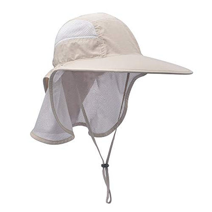 Unisex Outdoor Activities UV Protecting Sun Hats with Neck Flap - color: Khaki
