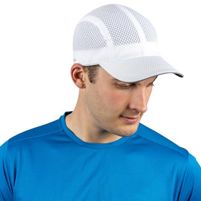 TrailHeads Men's Race Day Running Hat, Quick Dry, Moisture Wicking - color: White