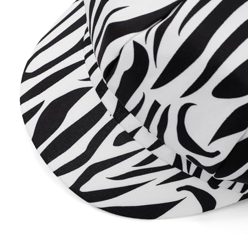 Newsboy Cabbie Baker boy hat Beret Cap for Women Pageboy Visor Paperboy Hat Sailor Fiddler Hat Adjustable - color: White Zebra
