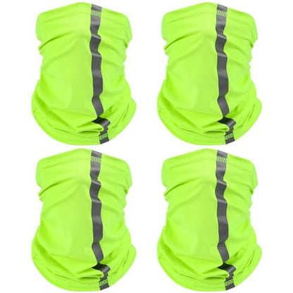 SATINIOR 4 Pcs Neck Gaiter Face Mask for Men, High Vis - color: Green