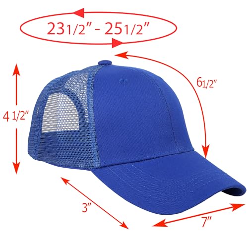 Falari Trucker Hat Baseball Cap Structured Plain Design 6 Panel, Adjustable Size - color: 1pk Royal